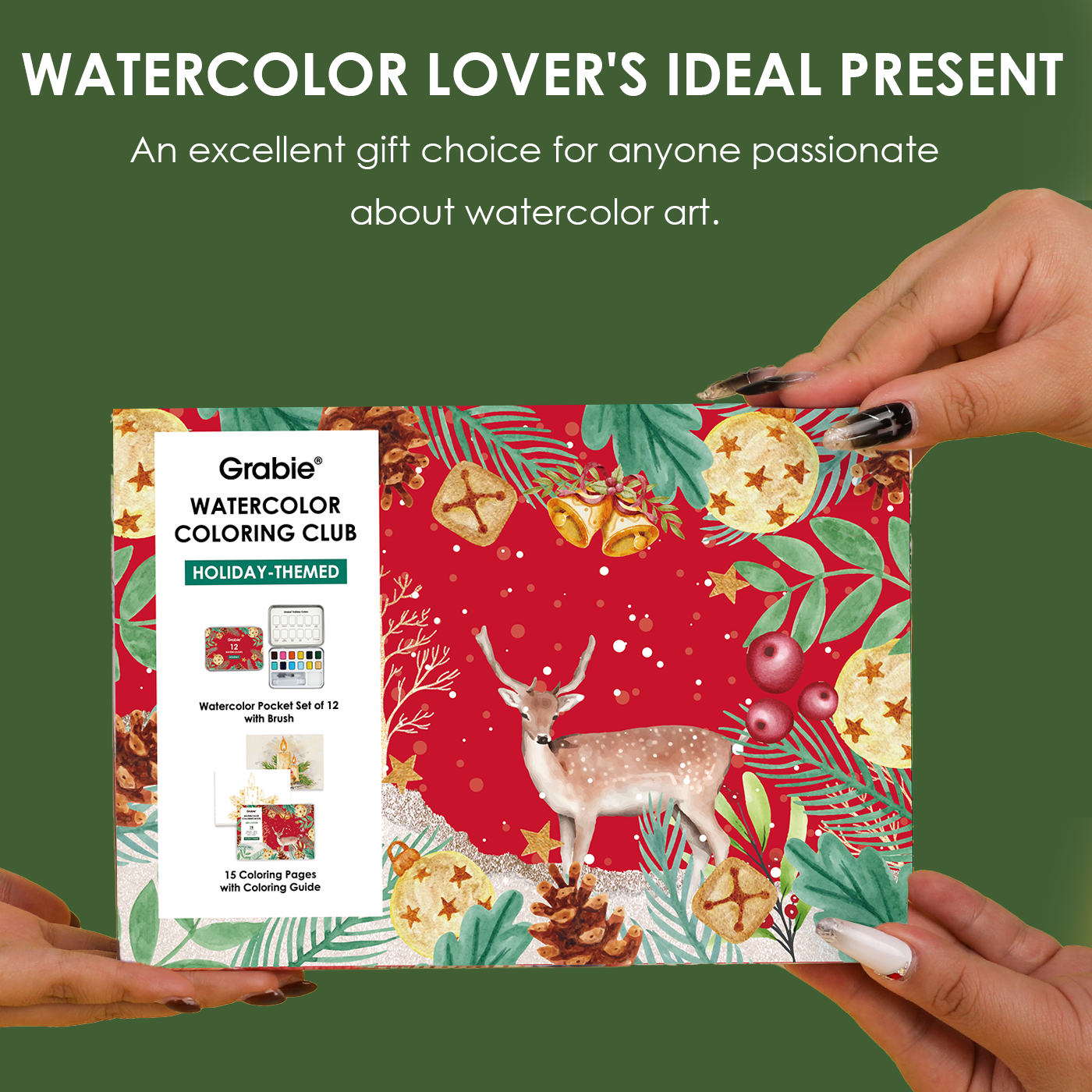 Holiday-Themed  Watercolor Coloring Club Box