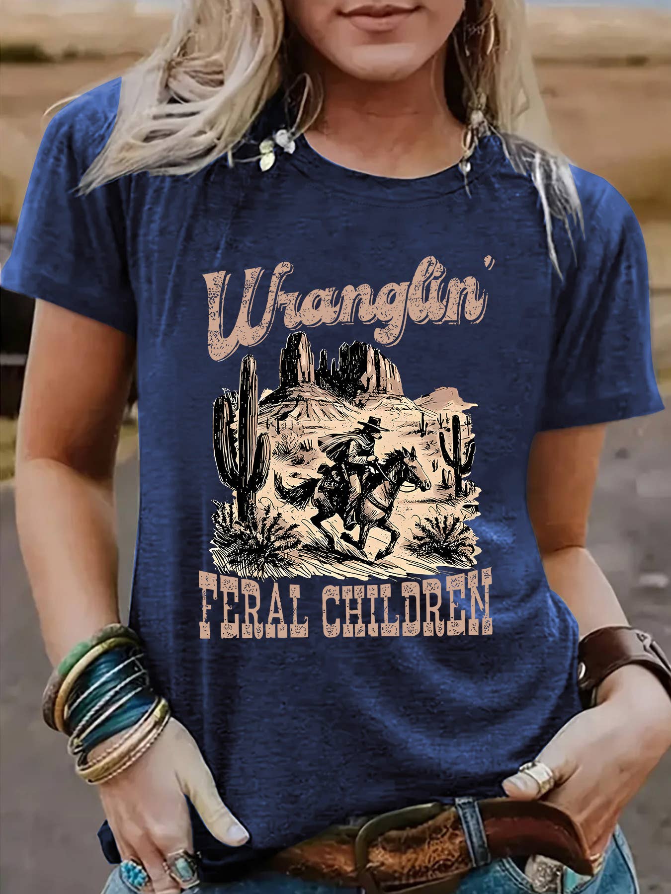 Wild West Whisper Cowboys Rodeo Graphic Tee: DarkGrey / XL