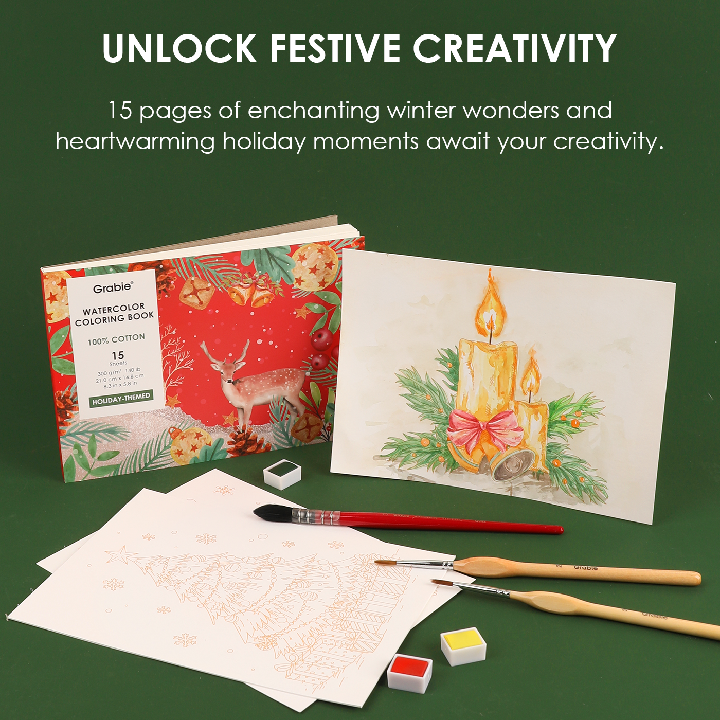 Holiday-Themed  Watercolor Coloring Club Box