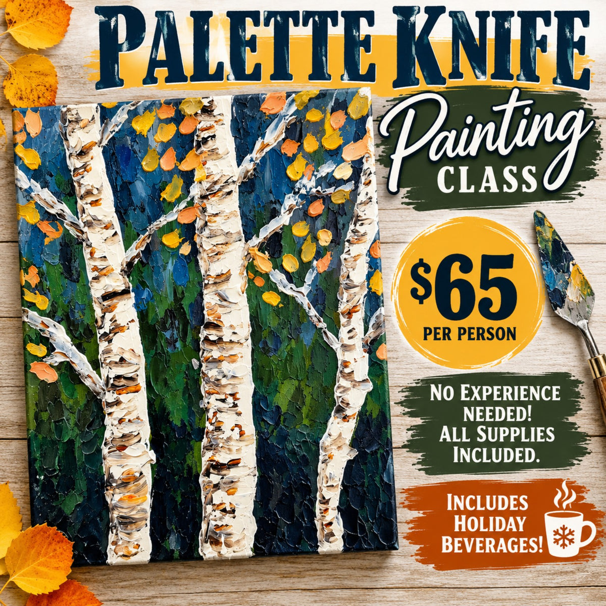 Nov 7 - Winter Aspen Palette Knife Painting Class