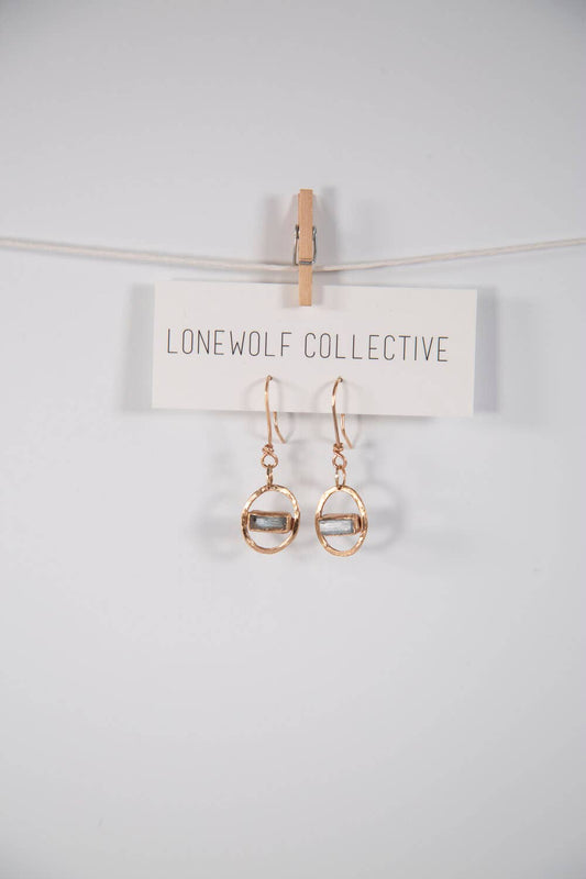 Aquamarine Dangles -  Gold