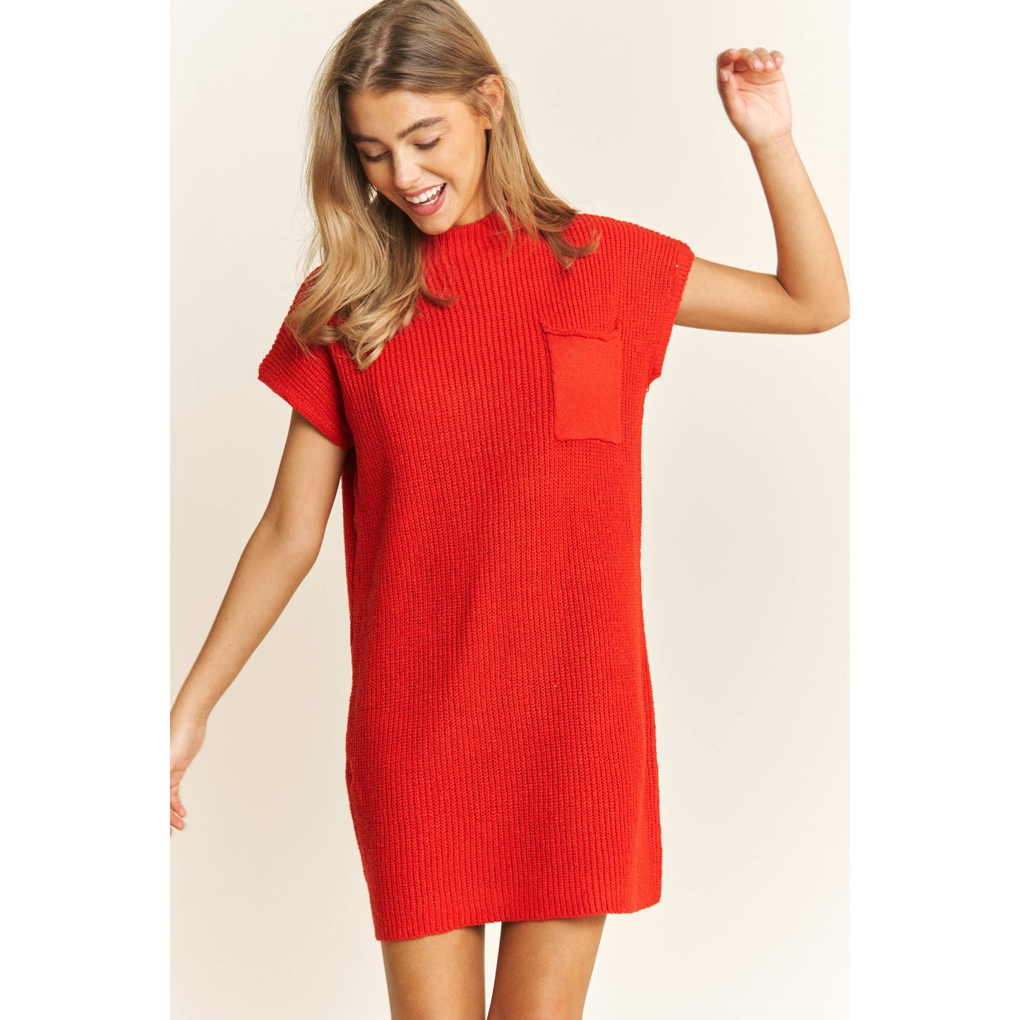 CLASSIC DROP SHOULDER SWEATER KNIT MINI DRESS: Burnt Orange / S-M-L(2-2-2)