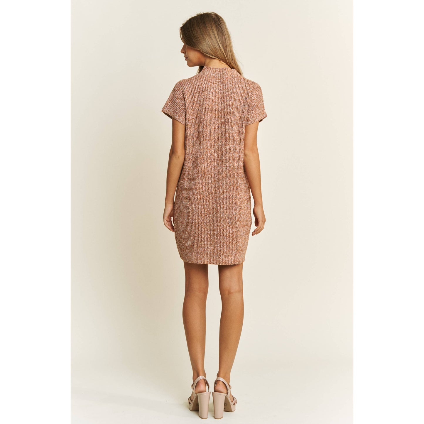 CLASSIC DROP SHOULDER SWEATER KNIT MINI DRESS: Burnt Orange / S-M-L(2-2-2)