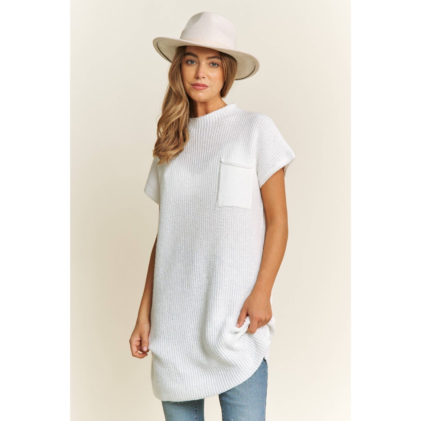 CLASSIC DROP SHOULDER SWEATER KNIT MINI DRESS: Burnt Orange / S-M-L(2-2-2)