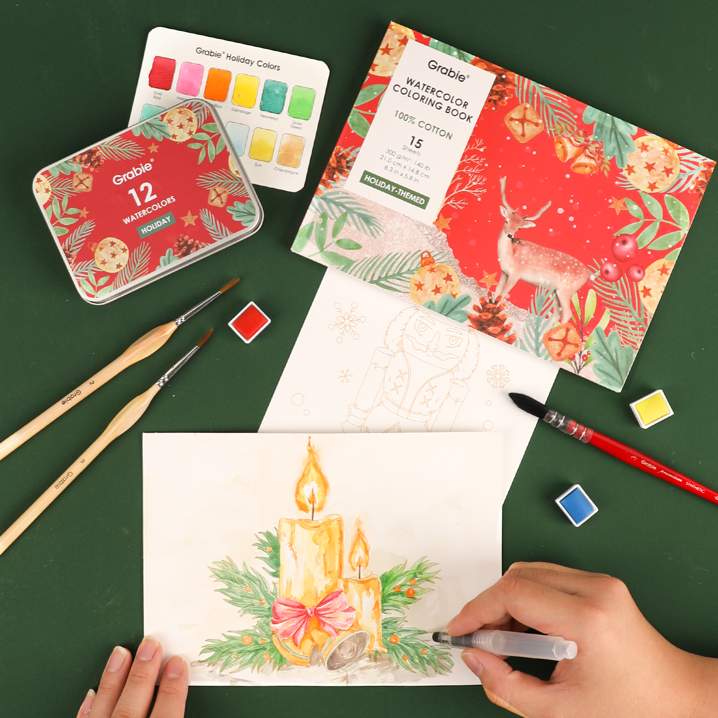 Holiday-Themed  Watercolor Coloring Club Box