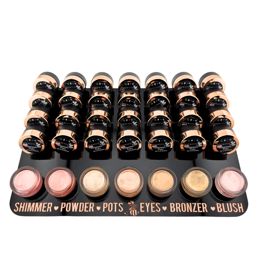 Shimmer Powder Pots: Eyes, Bronzer, Blush Only 2 Ingredients: 28-Piece Bundle with Testers + FREE Display