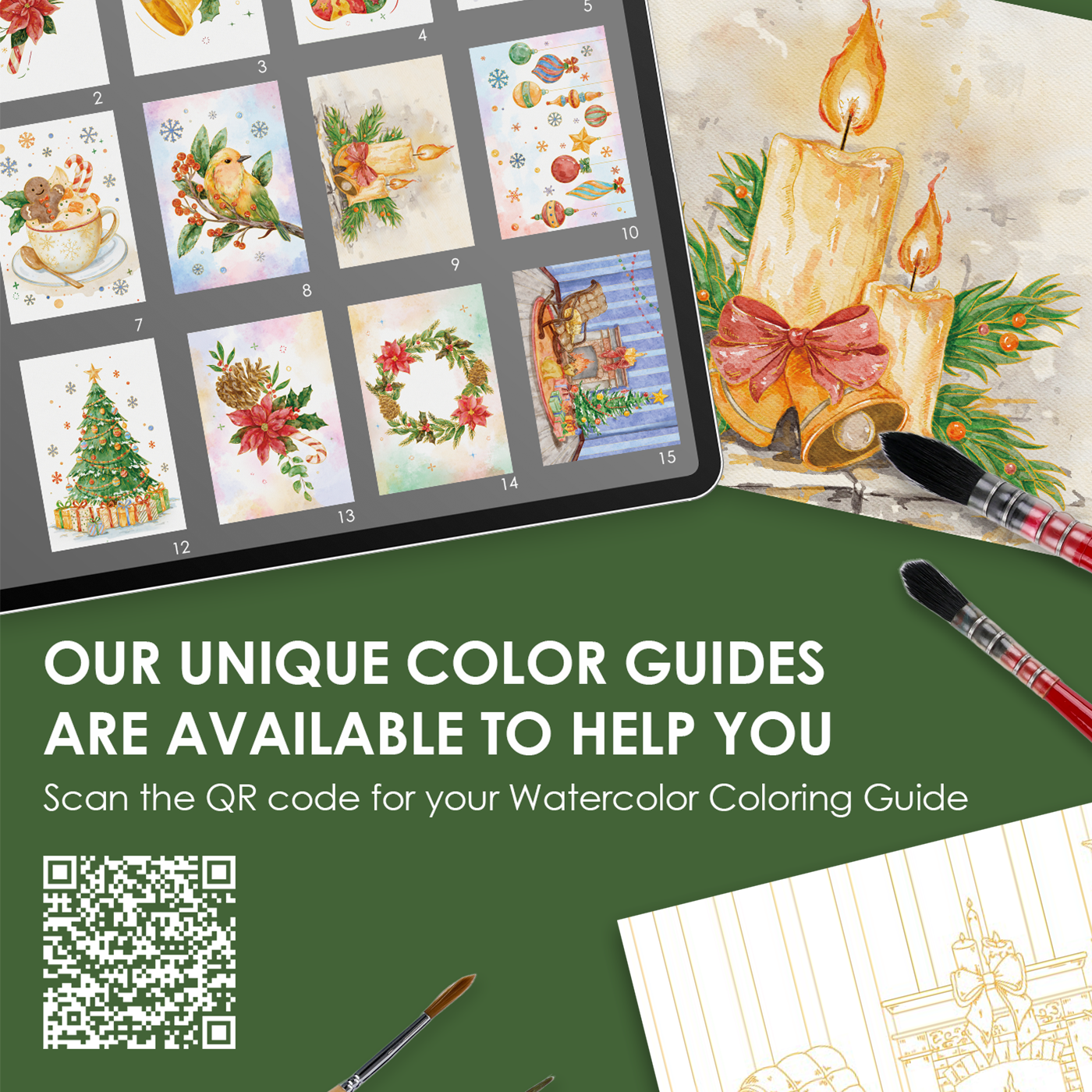 Holiday-Themed  Watercolor Coloring Club Box