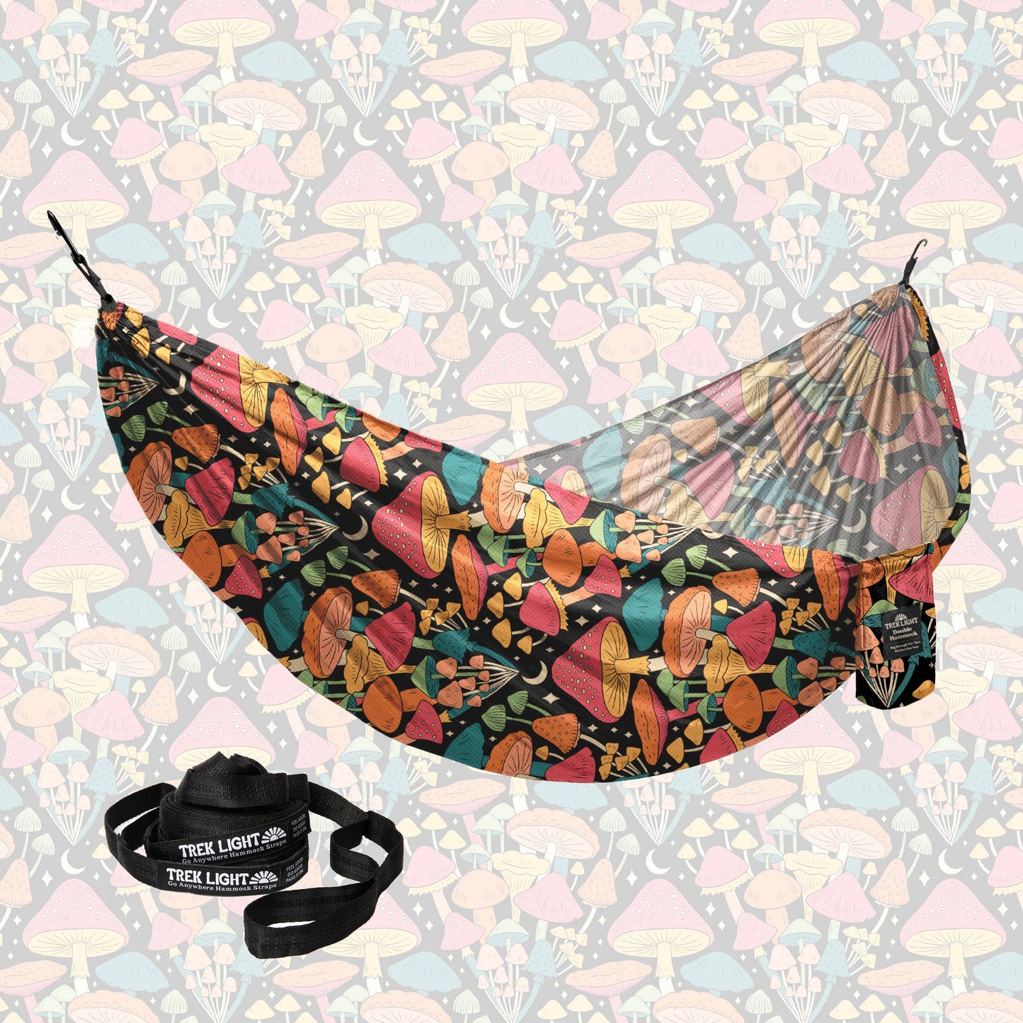 Double Hammock | Mushroom Print | Hanging Kit Sold Separate