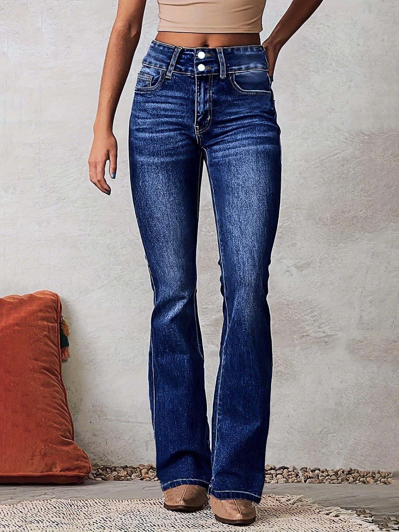 Vintage Stretch Washed Street Bootcut Jeans: Black / L