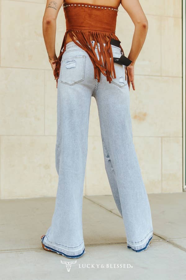 Plus Size Vintage Stone Wash Mid Rise Raw Hem Trouser Jeans: 22