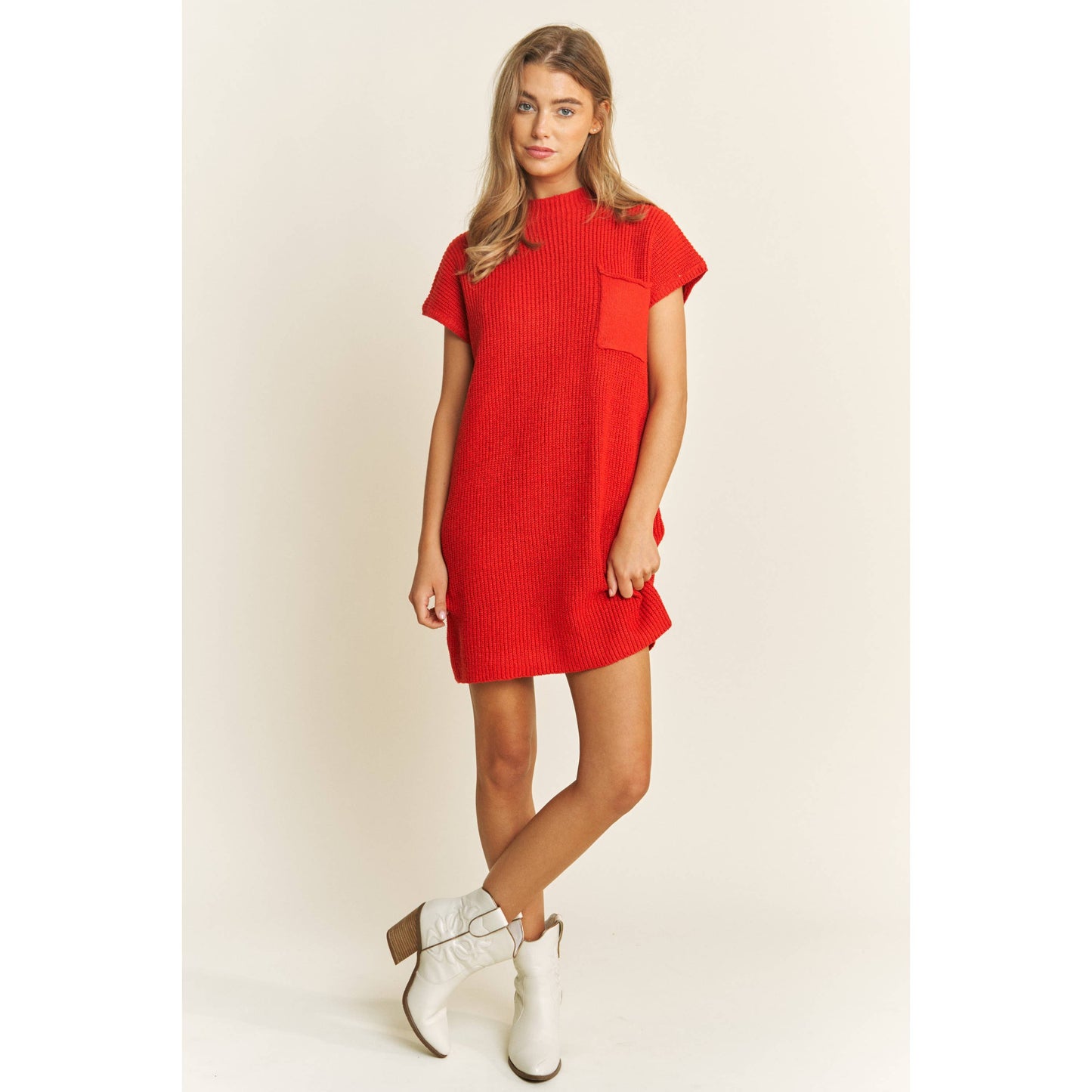 CLASSIC DROP SHOULDER SWEATER KNIT MINI DRESS: Burnt Orange / S-M-L(2-2-2)