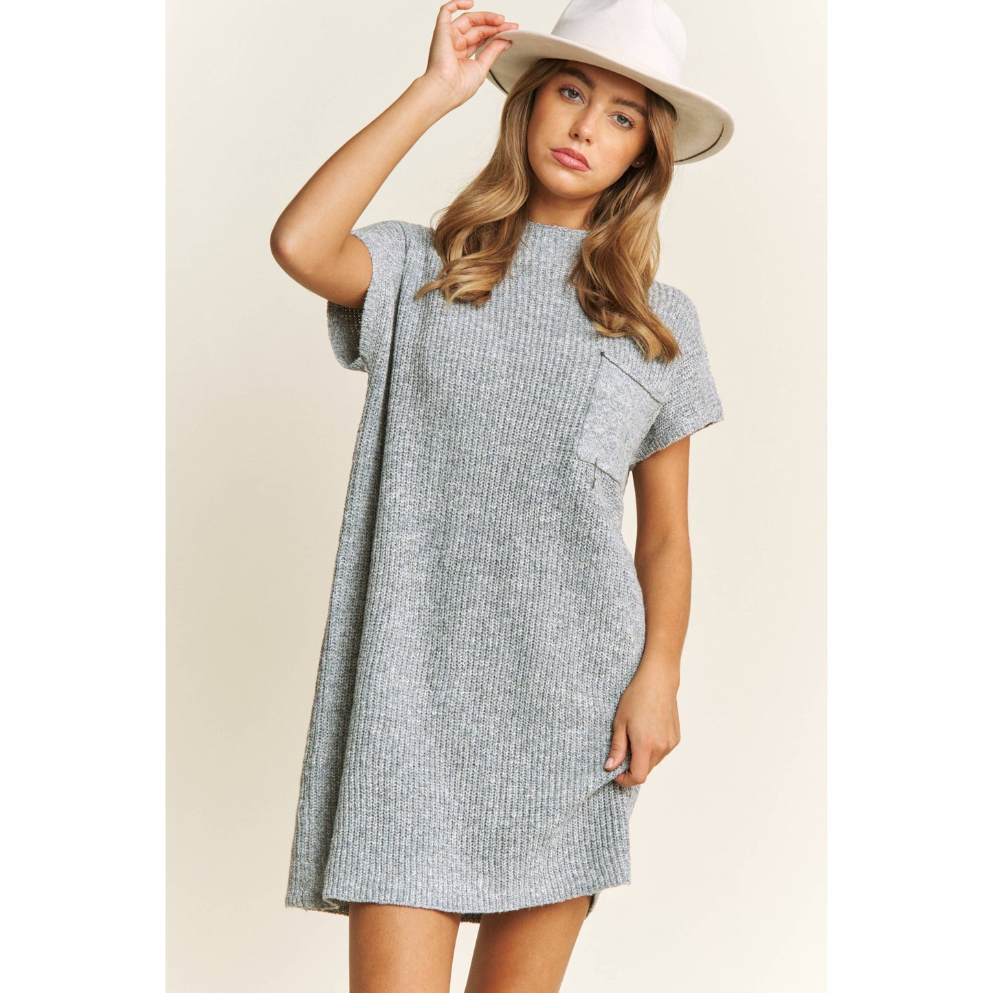 CLASSIC DROP SHOULDER SWEATER KNIT MINI DRESS: Burnt Orange / S-M-L(2-2-2)