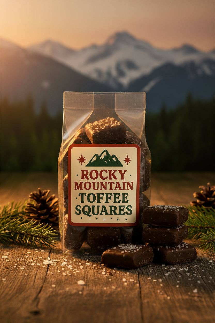 Rocky Mountain Toffee Squares - Dark and Milk: Milk / 5 oz Stand Up Bag