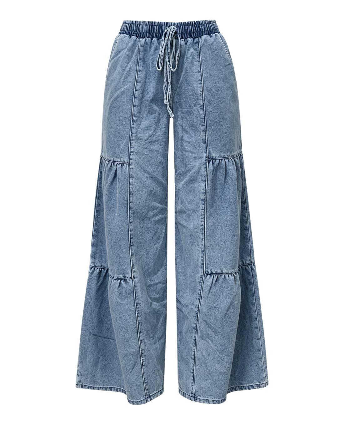 Extra-Large Wide-Leg Versatile Patchwork Jeans: Blue / XS