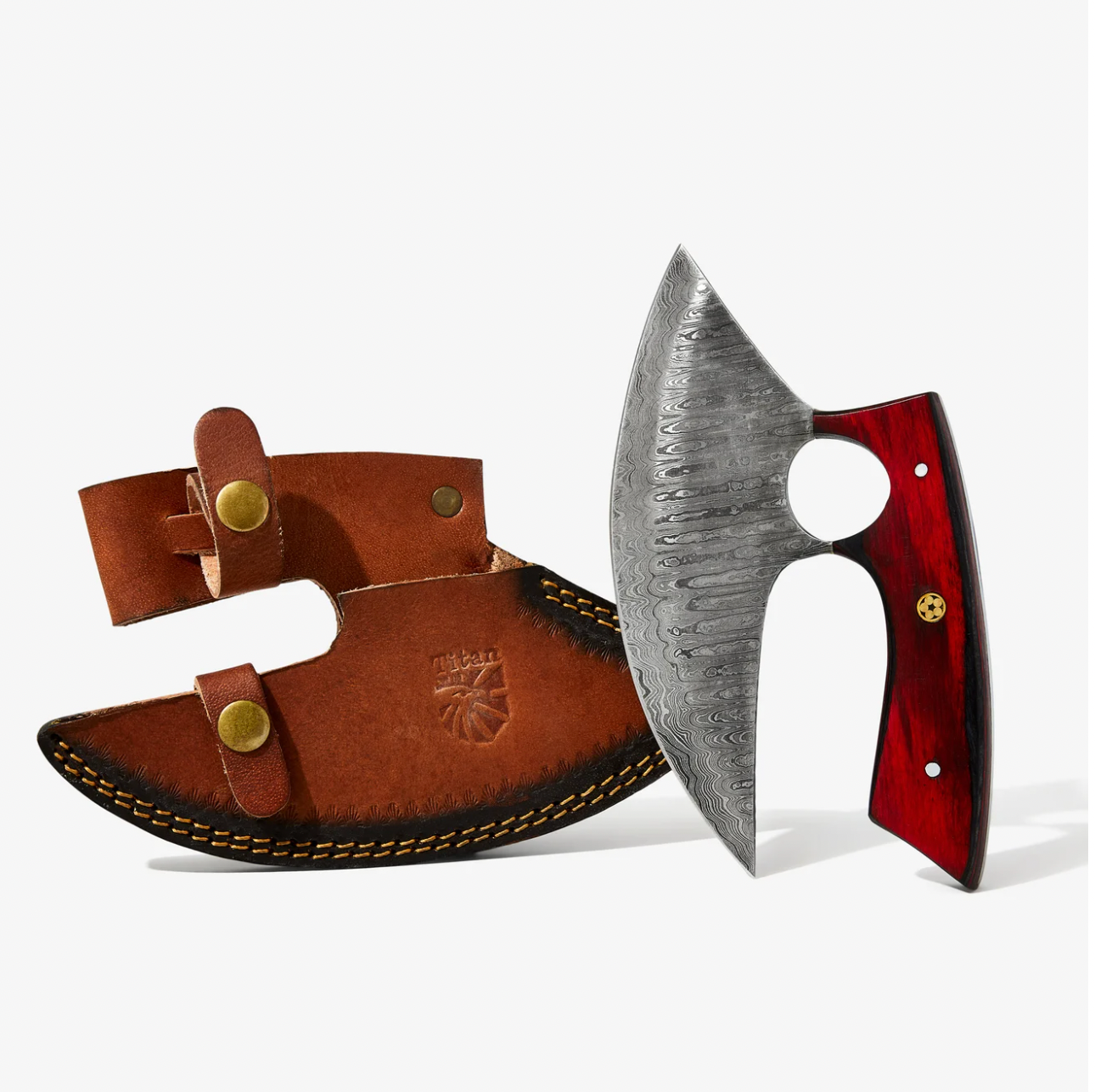 Custom Alaskan Ulu style blade, perfect for outdoors and indoor use, diamond wood (red and black)