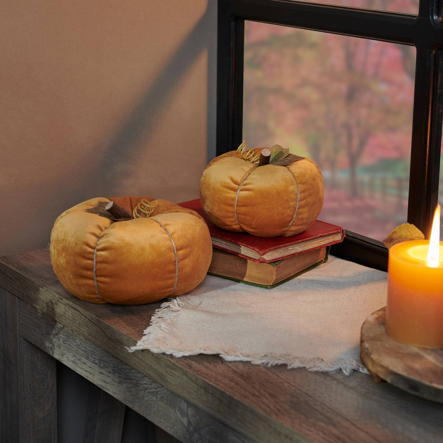 Orange Velvet Pumpkin Set