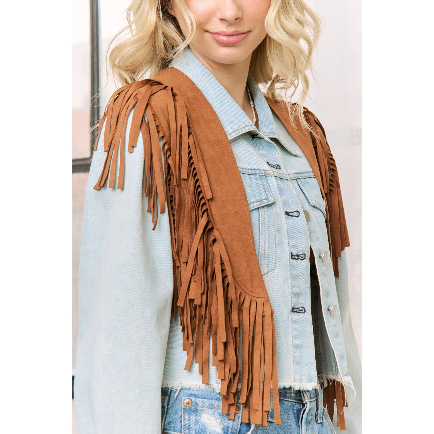 WESTERN FAUX SUEDE FRINGE VEST: Camel / S-M-L(2-2-2)