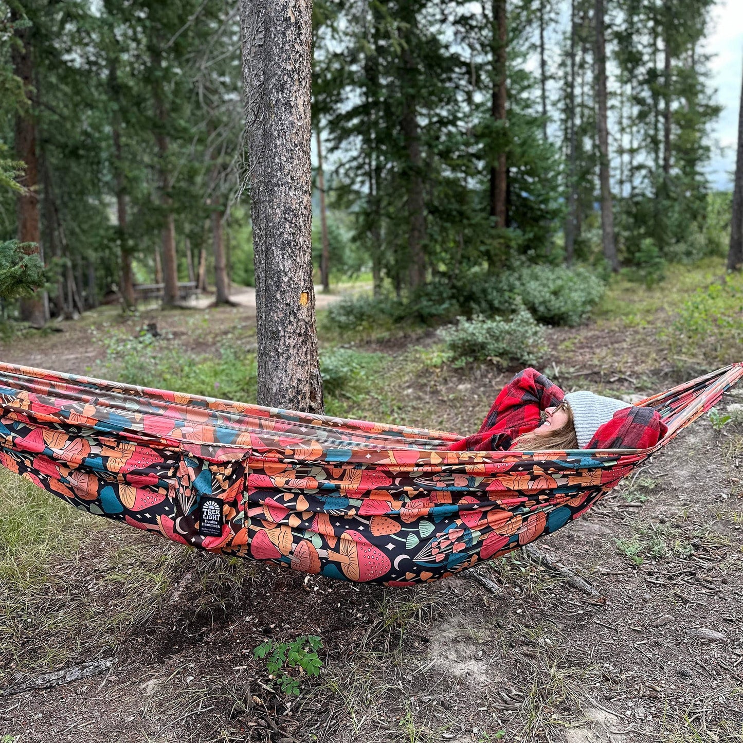 Double Hammock | Mushroom Print | Hanging Kit Sold Separate