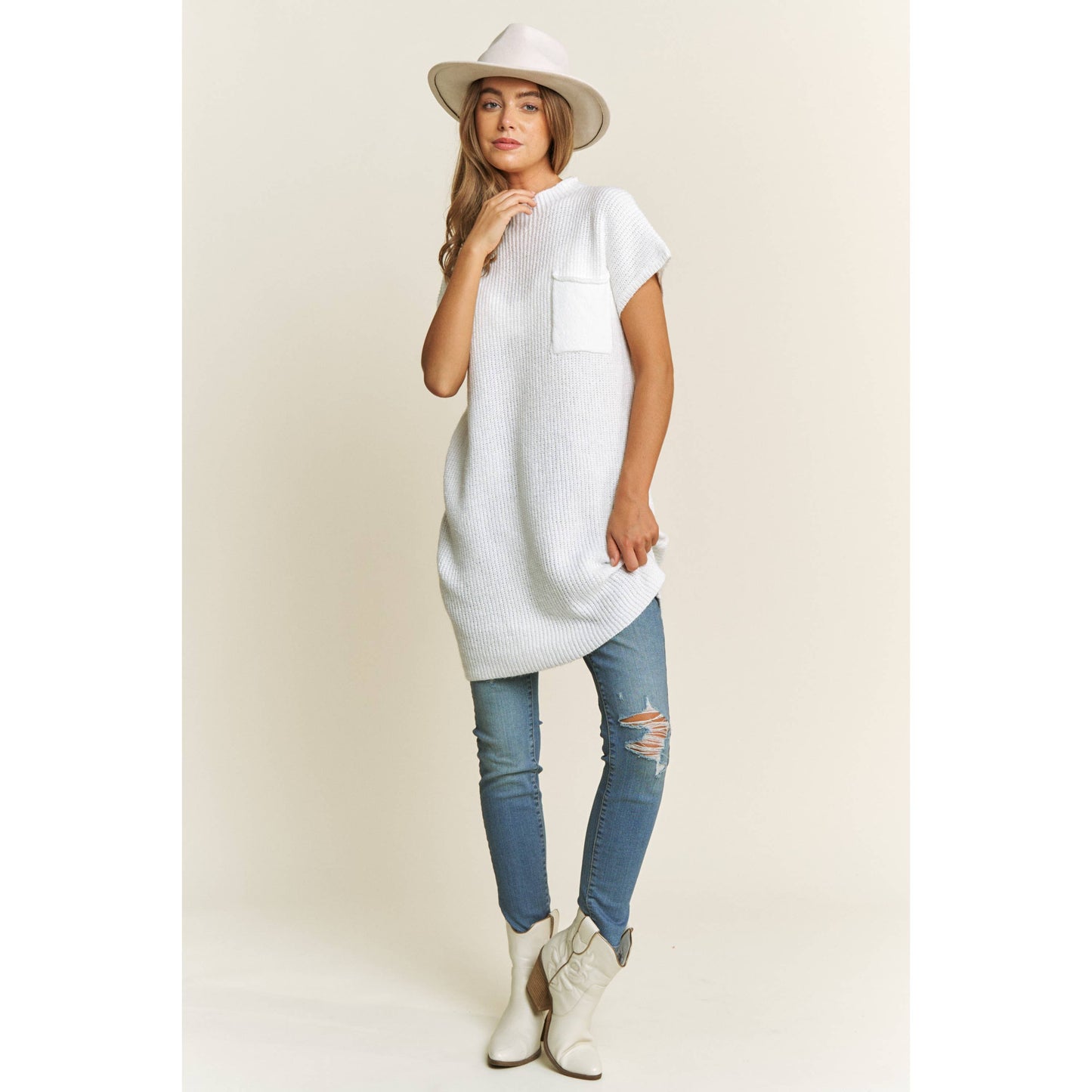 CLASSIC DROP SHOULDER SWEATER KNIT MINI DRESS: Heather Grey / S-M-L(2-2-2)