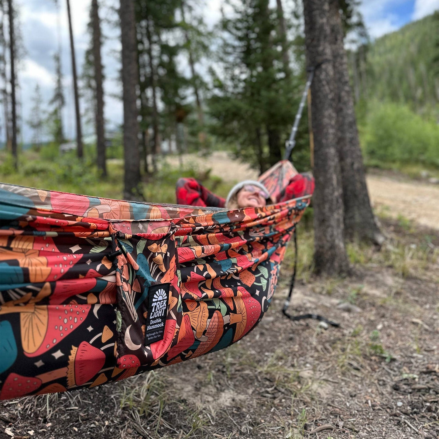 Double Hammock | Mushroom Print | Hanging Kit Sold Separate