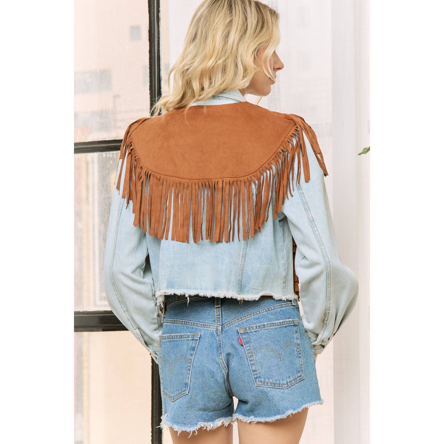 WESTERN FAUX SUEDE FRINGE VEST: Camel / S-M-L(2-2-2)