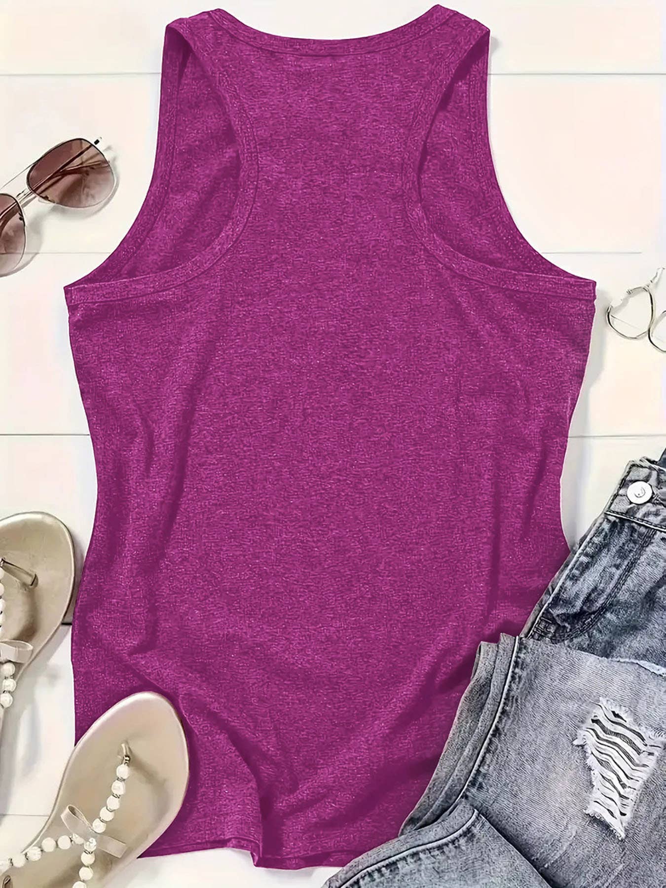 Western retro English letter print Graphic tank top: Berry / XL