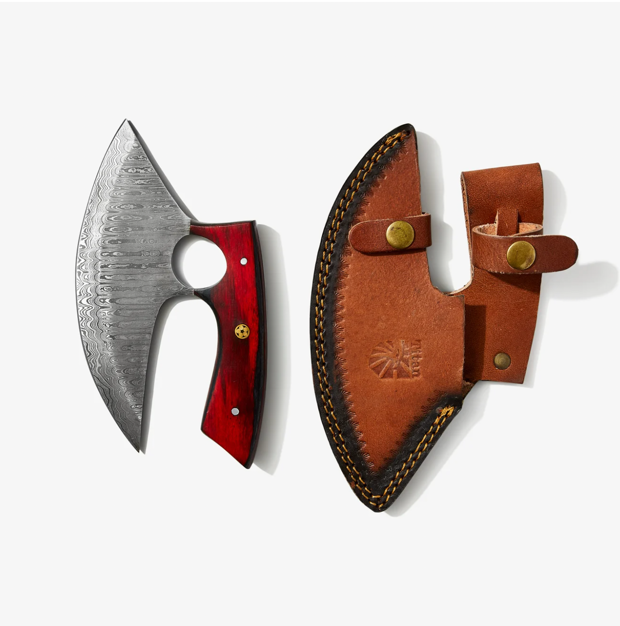 Custom Alaskan Ulu style blade, perfect for outdoors and indoor use, diamond wood (red and black)