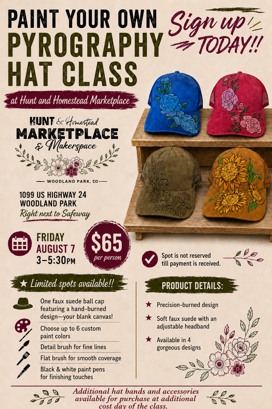 PAINT YOUR OWN PYROGRAPHY BALL CAP CLASS Friday August 7th 3-5:30