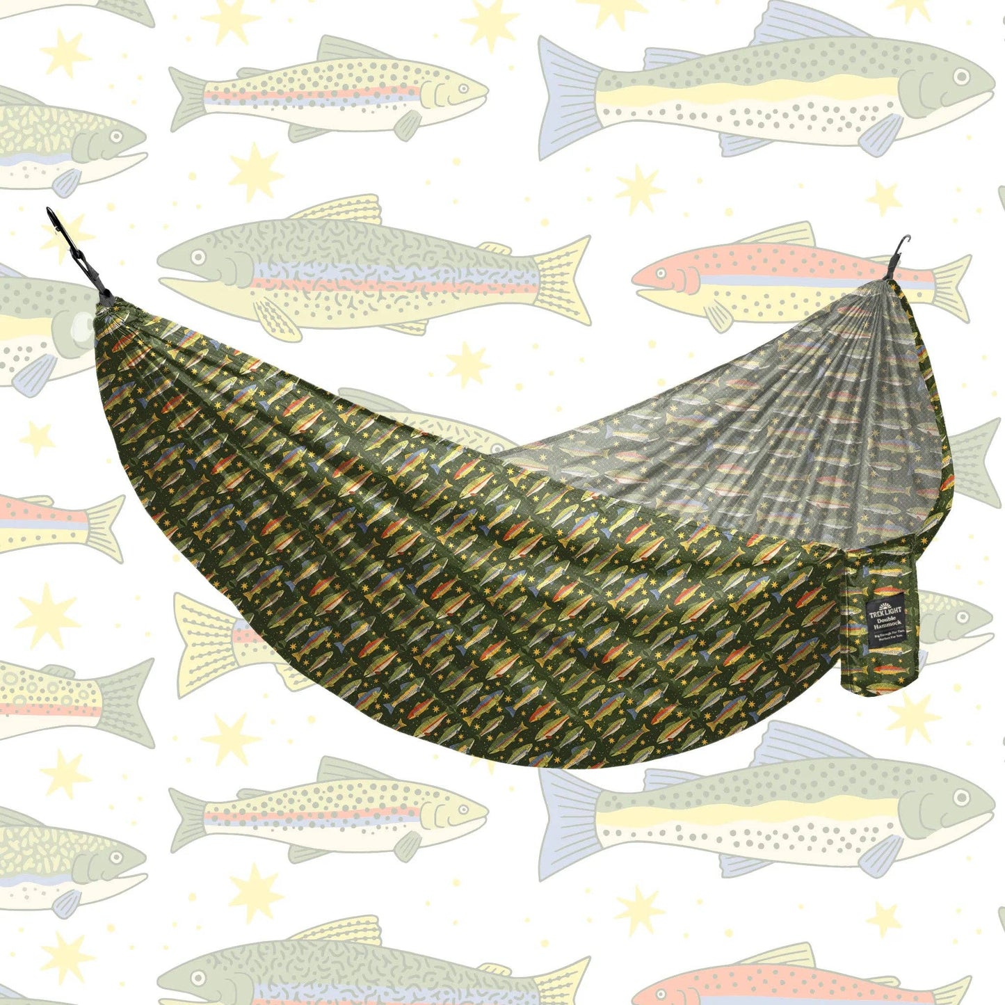 Double Hammock | Trout Print | Hanging Kit Sold Separate