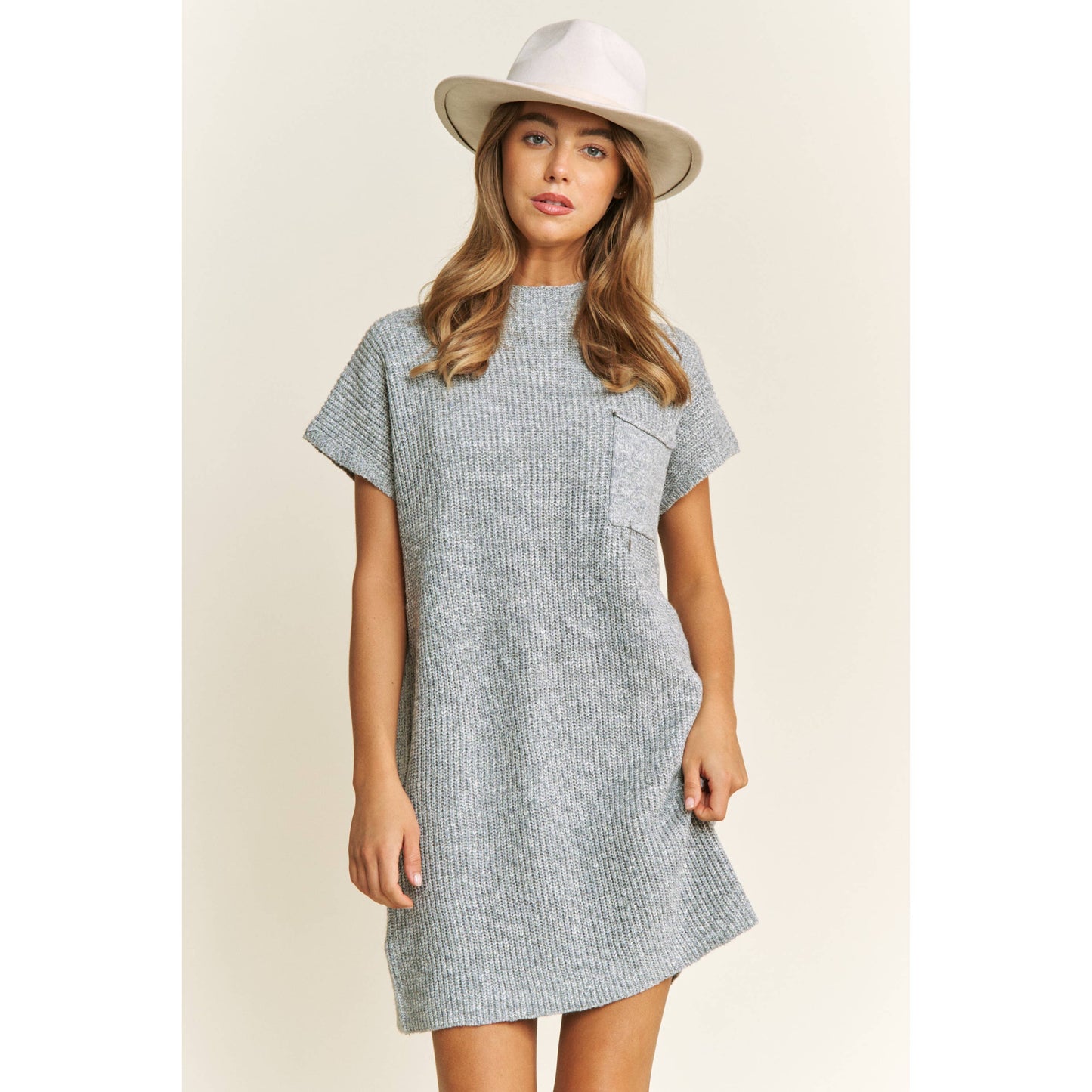 CLASSIC DROP SHOULDER SWEATER KNIT MINI DRESS: Burnt Orange / S-M-L(2-2-2)