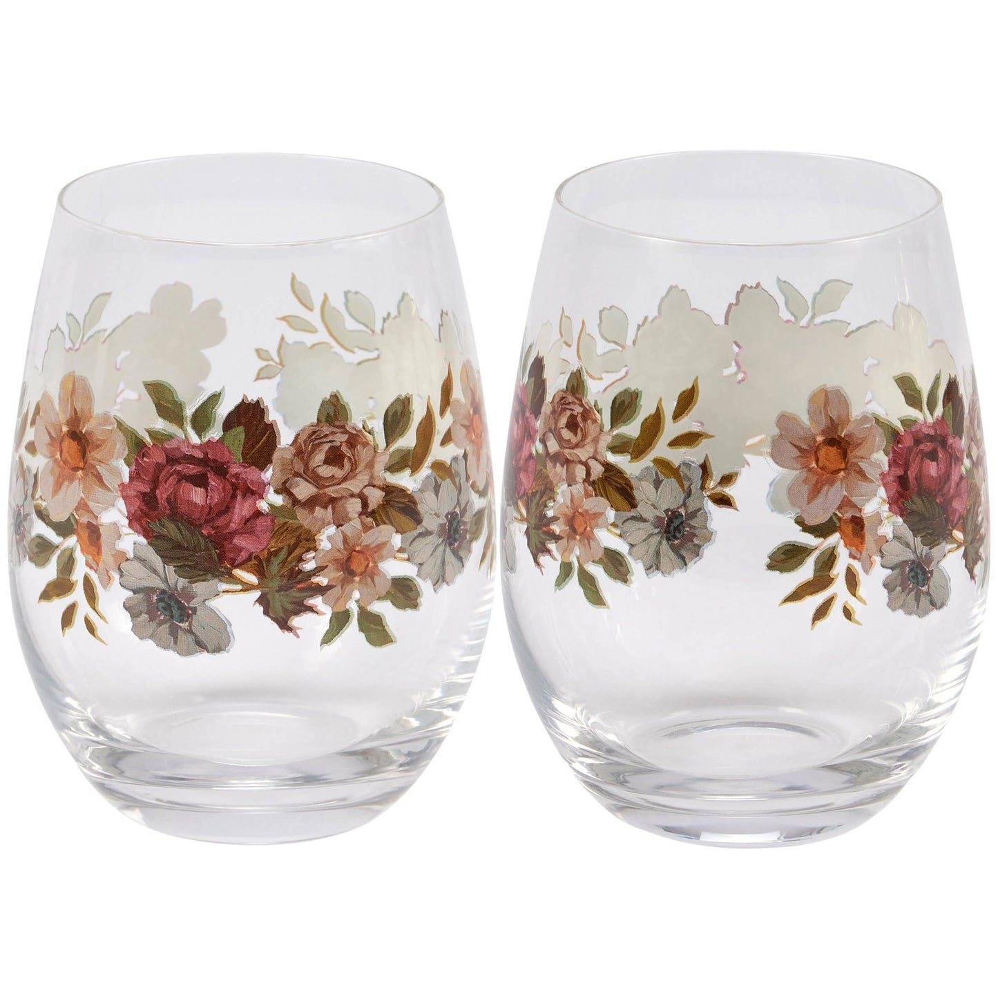 Moody Floral Wine Glass