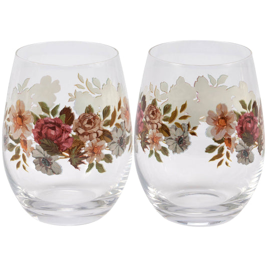 Moody Floral Wine Glass