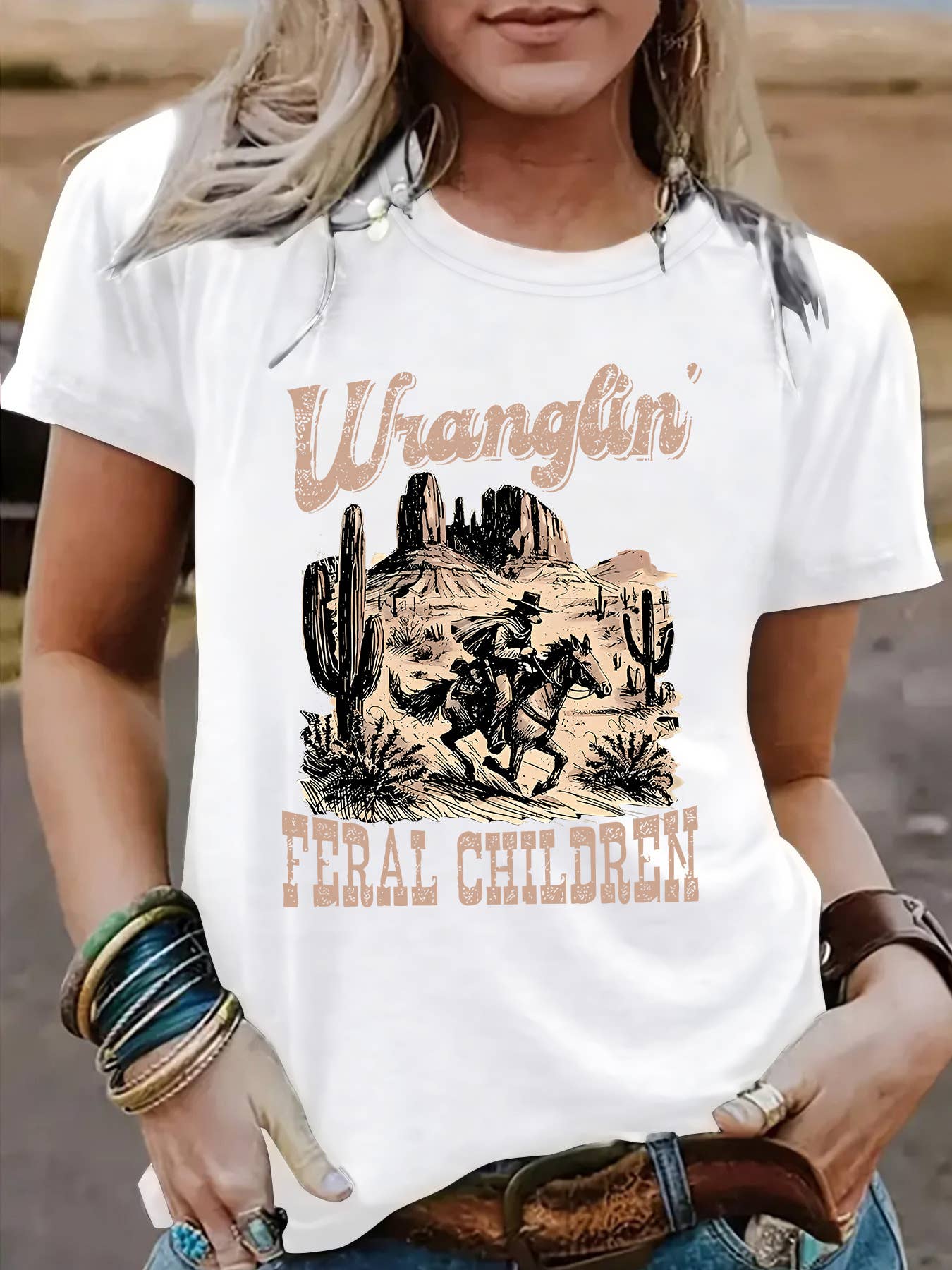 Wild West Whisper Cowboys Rodeo Graphic Tee: DarkGrey / XL
