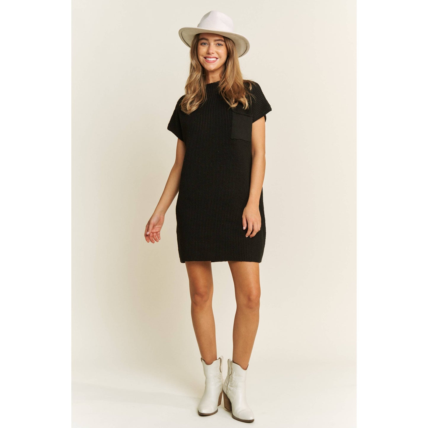 CLASSIC DROP SHOULDER SWEATER KNIT MINI DRESS: Heather Grey / S-M-L(2-2-2)