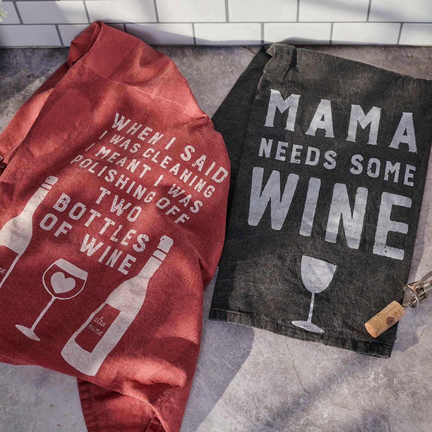 Polishing Off Two Bottles Of Wine Kitchen Towel