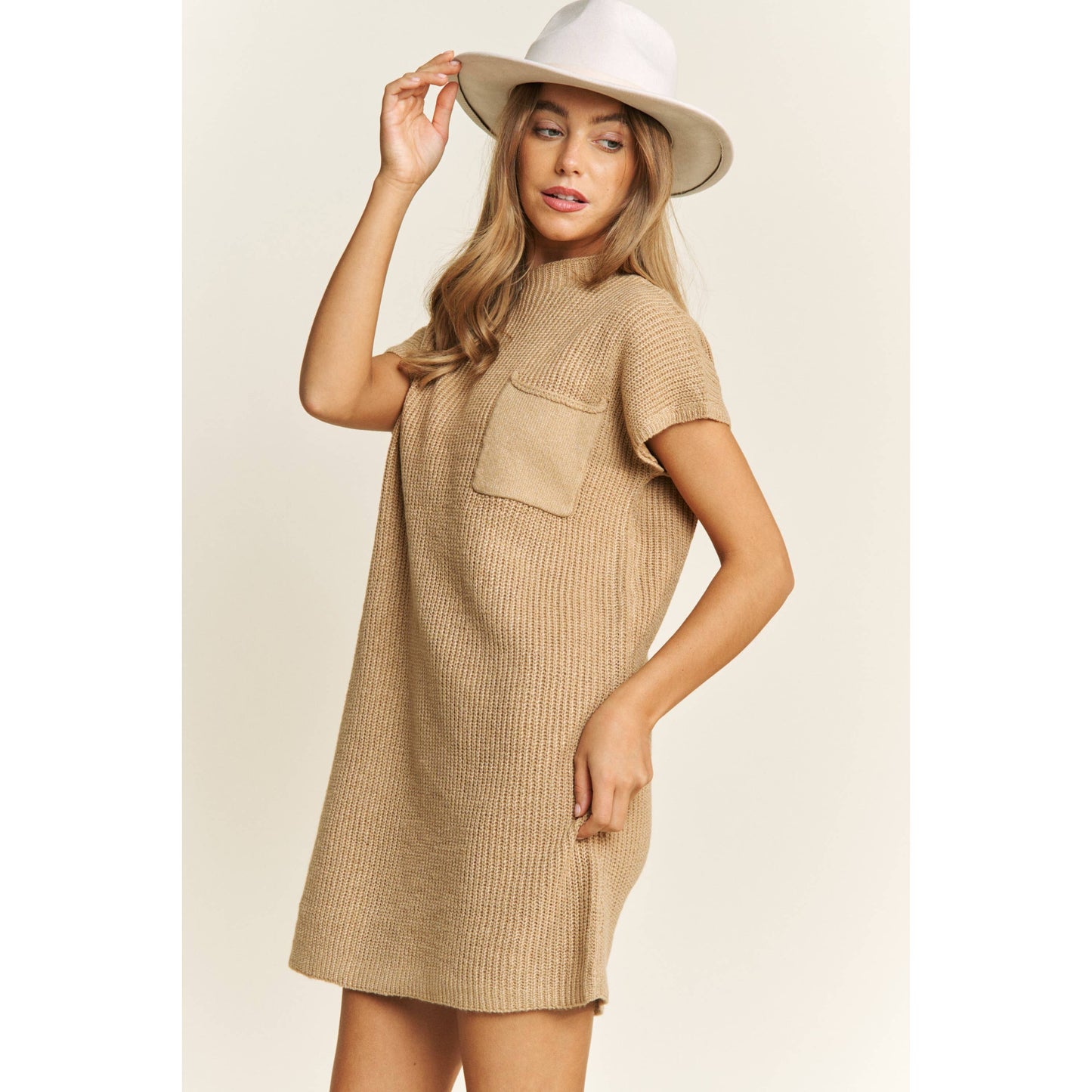 CLASSIC DROP SHOULDER SWEATER KNIT MINI DRESS: Burnt Orange / S-M-L(2-2-2)