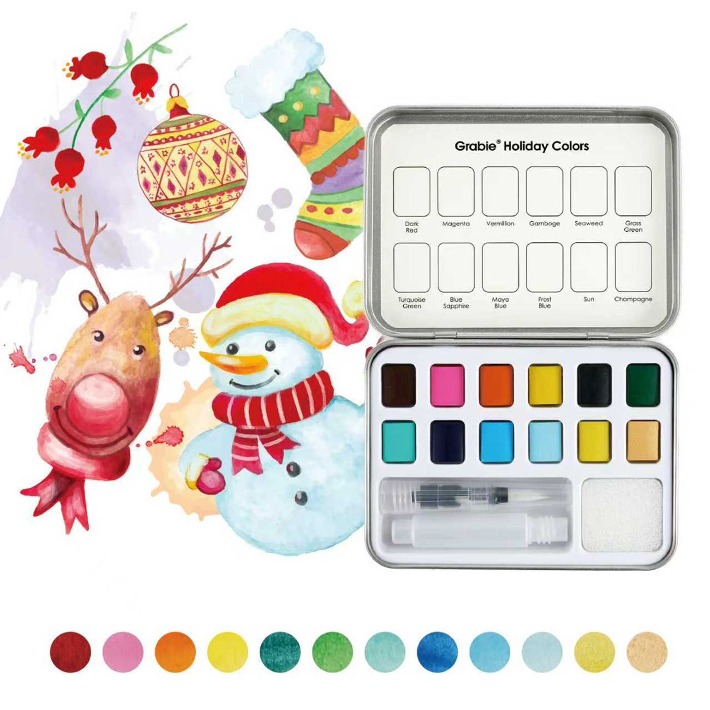 Holiday-Themed  Watercolor Coloring Club Box