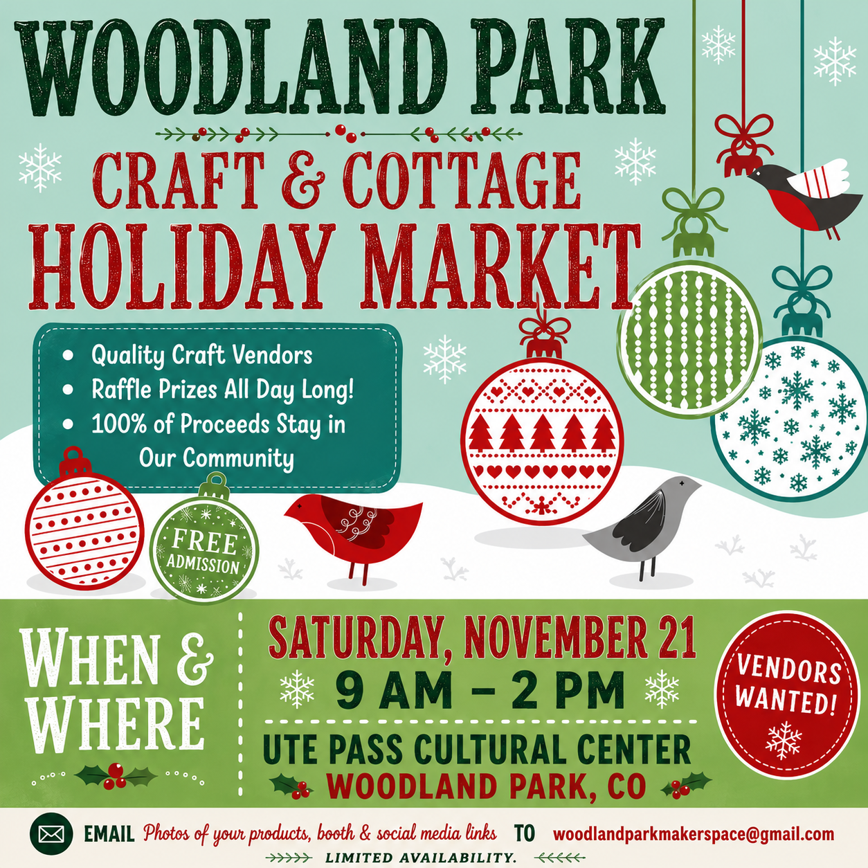 Holiday Market Vendor Fee 8'w x 6' d space